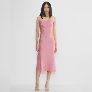 Aritzia Pink Strapless Satin Dress